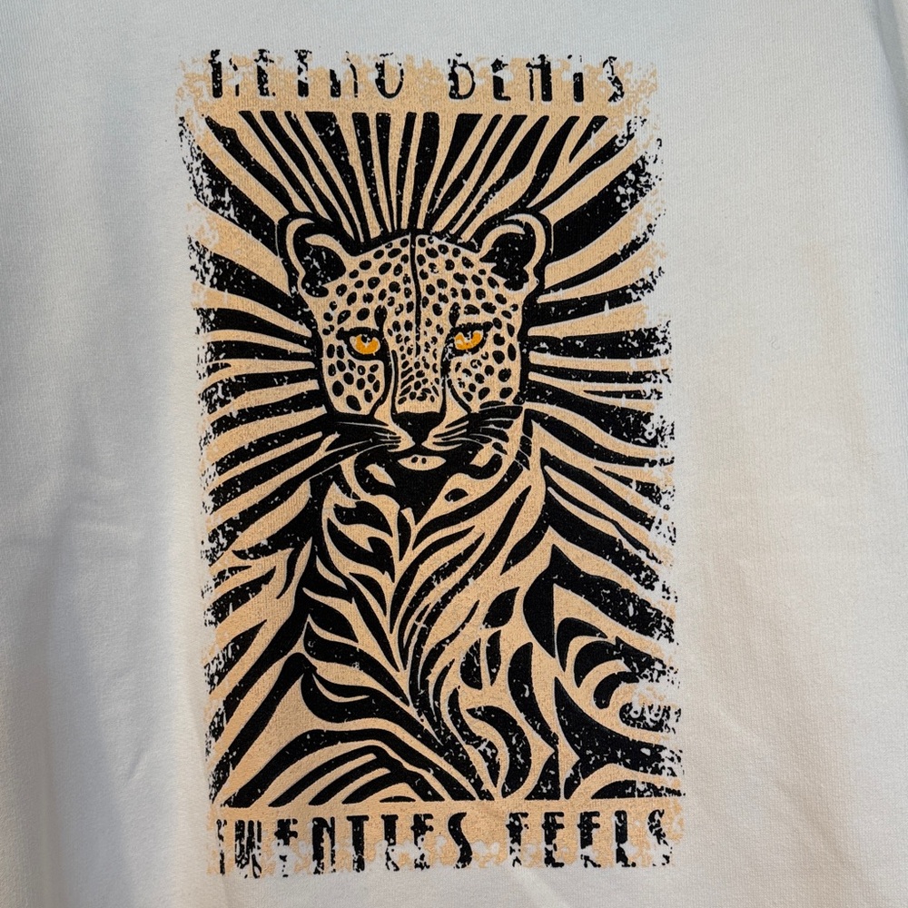 NWT - First Age Italian Firenze White Sweatshirt with Leopard - Picture 2 of 4